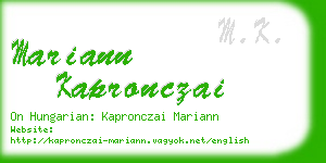 mariann kapronczai business card